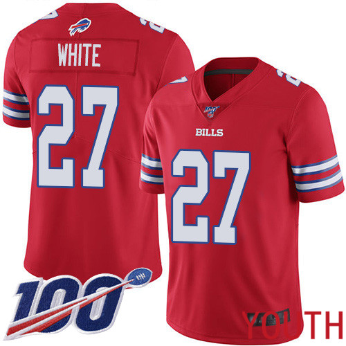 Youth Buffalo Bills #27 Tre Davious White Limited Red Rush Vapor Untouchable 100th Season NFL Jersey